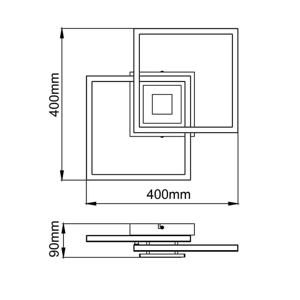 Plafondlamp Bray vierkant zwart Brilliant 4004353420016