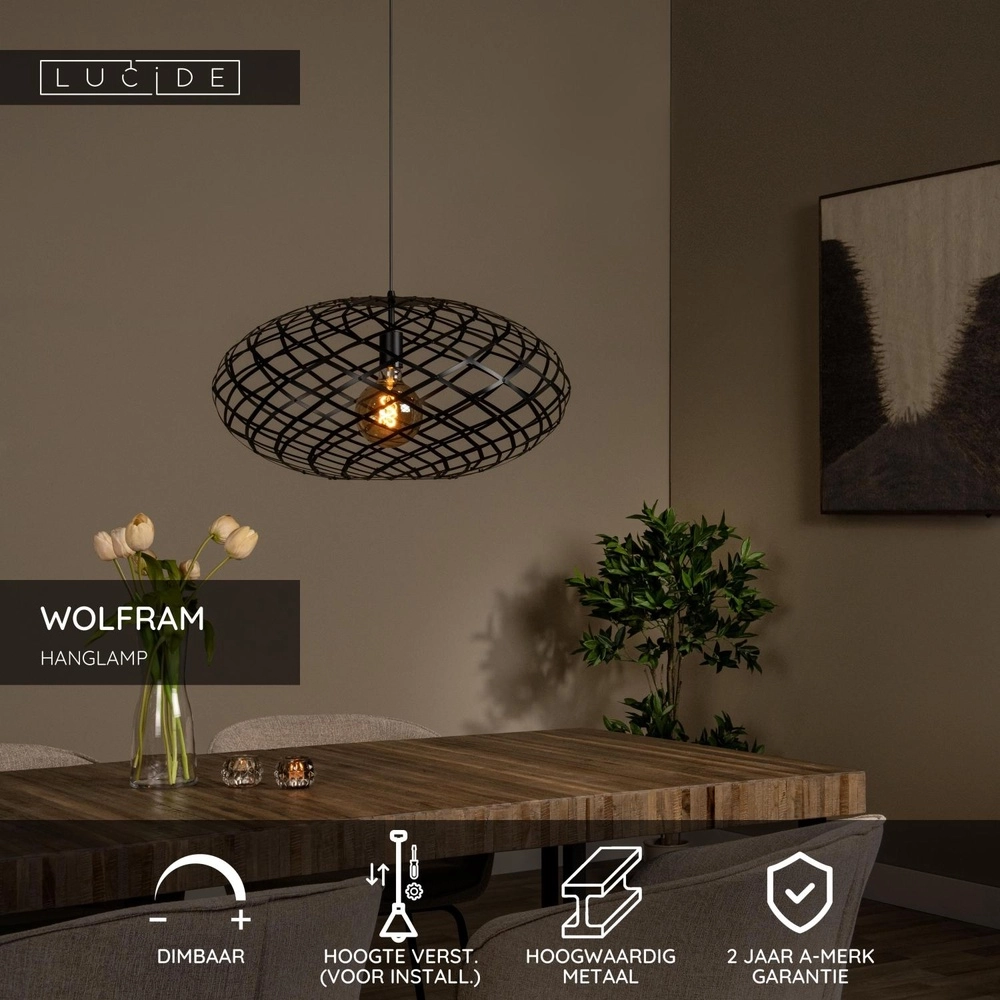 Hanglamp Wolfram Ø 65cm zwart Lucide 5411212211019