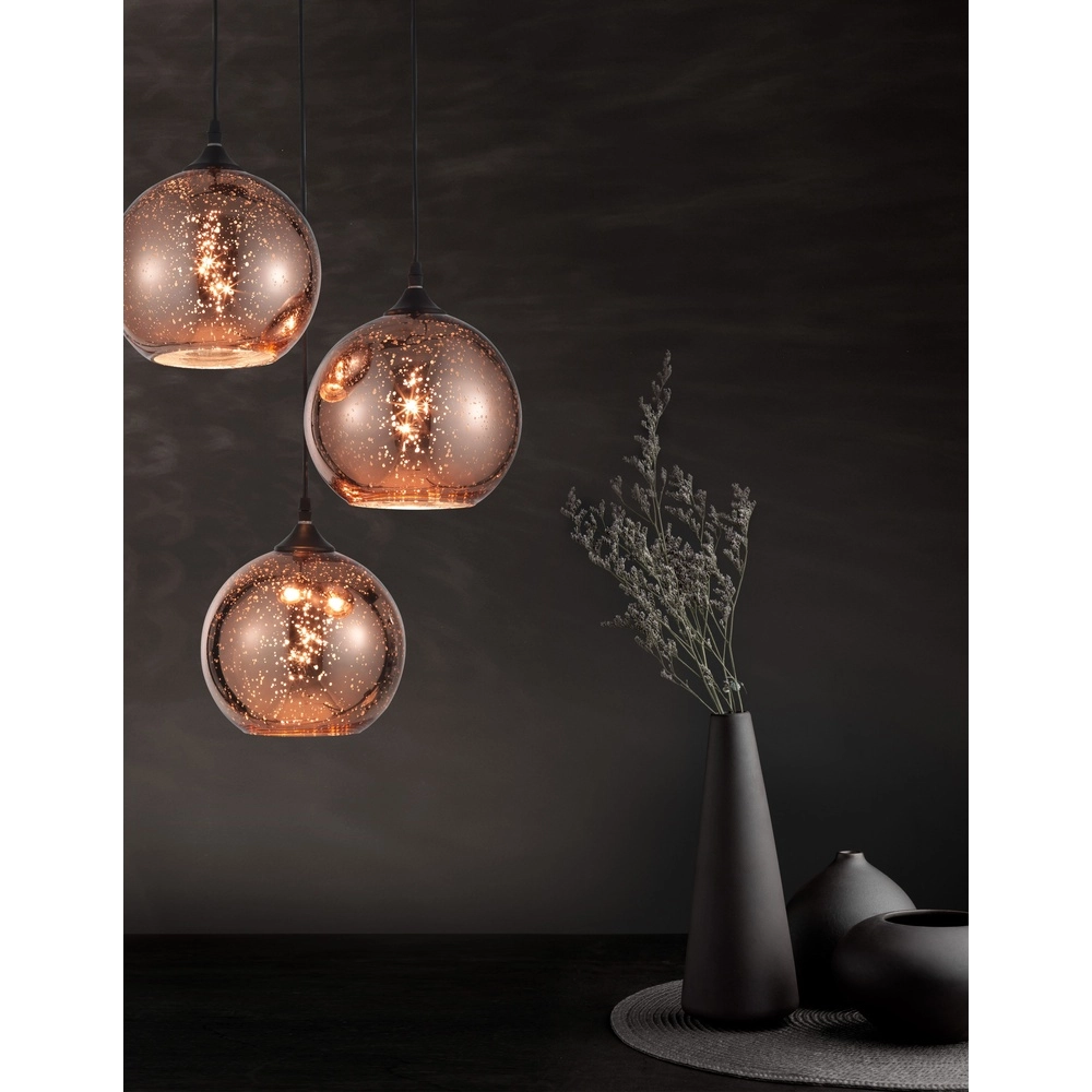 Hanglamp Blaze 3-lichts koper glas