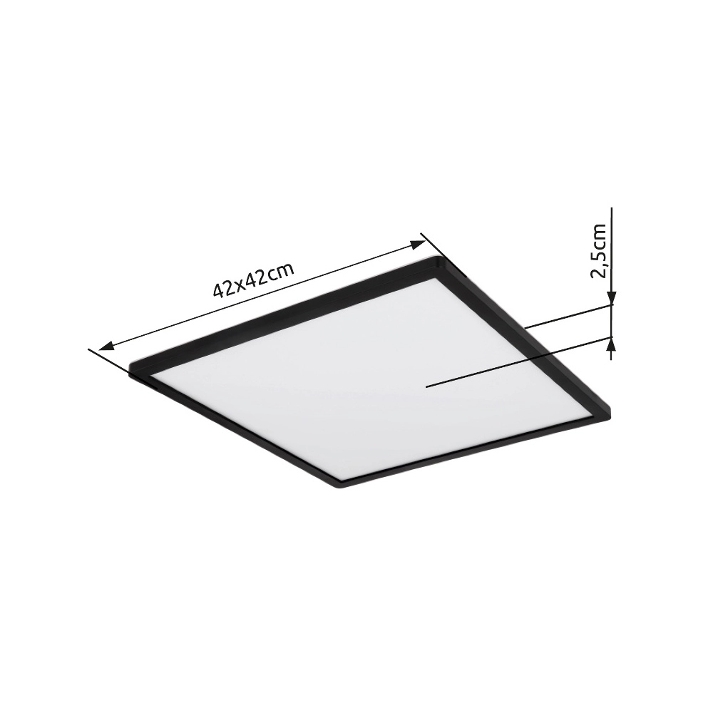 Plafonniere Sapana vierkant 42cm zwart Globo 9007371429738