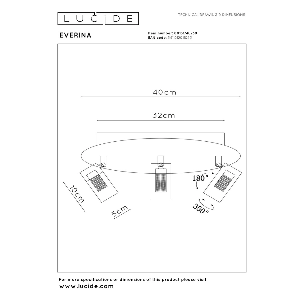 Strakke plafondlamp Everina Ø 40cm Lucide 5411212011053