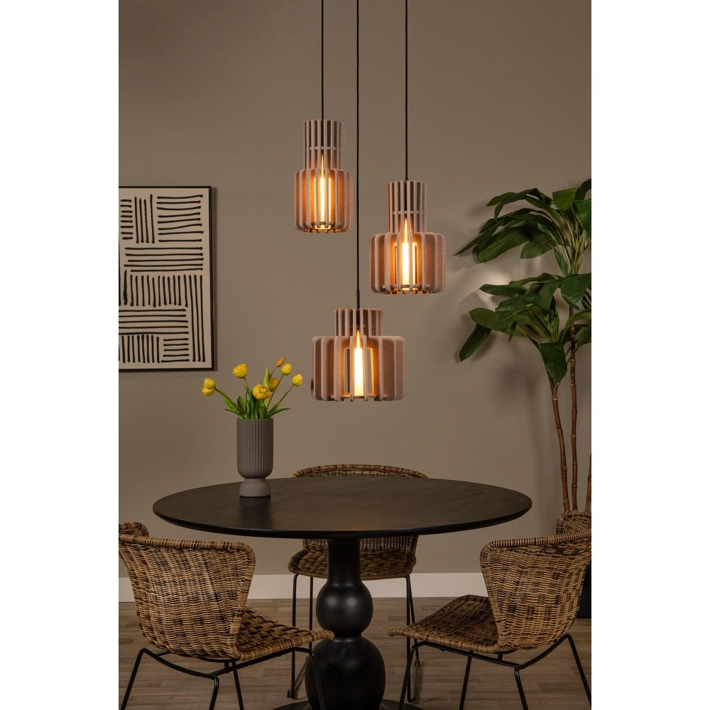 Design hanglamp Rollo 3-lichts zand bruin Lucide 5411212452801