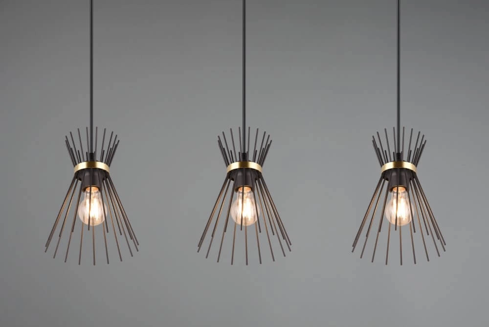 Hanglamp Rod design zwart 3-lichts Trio 4017807576771