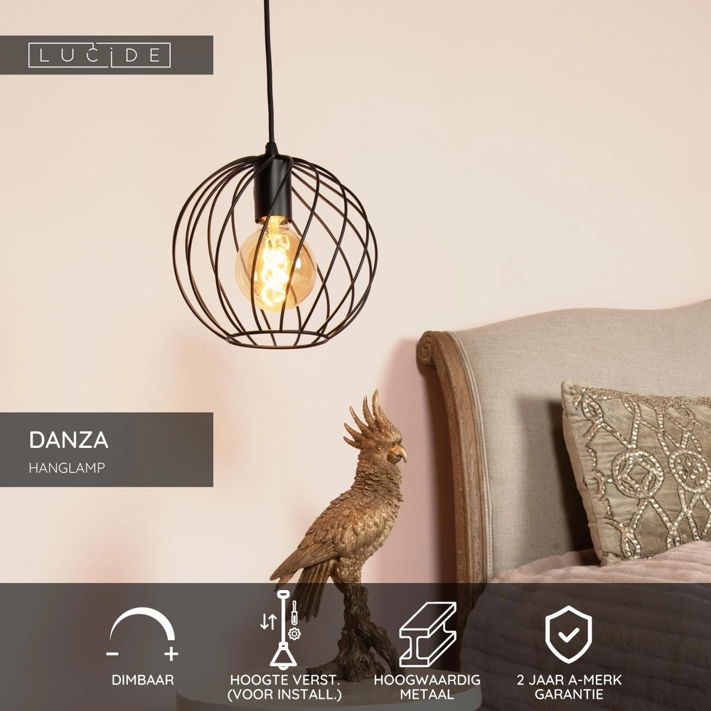 Hanglamp Danza Ø 25cm zwart Lucide 5411212211514