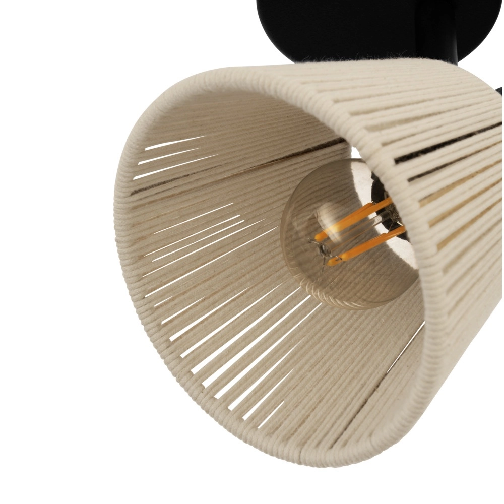 Wandlampje Seagard zwart met rotan Eglo 9008606359820