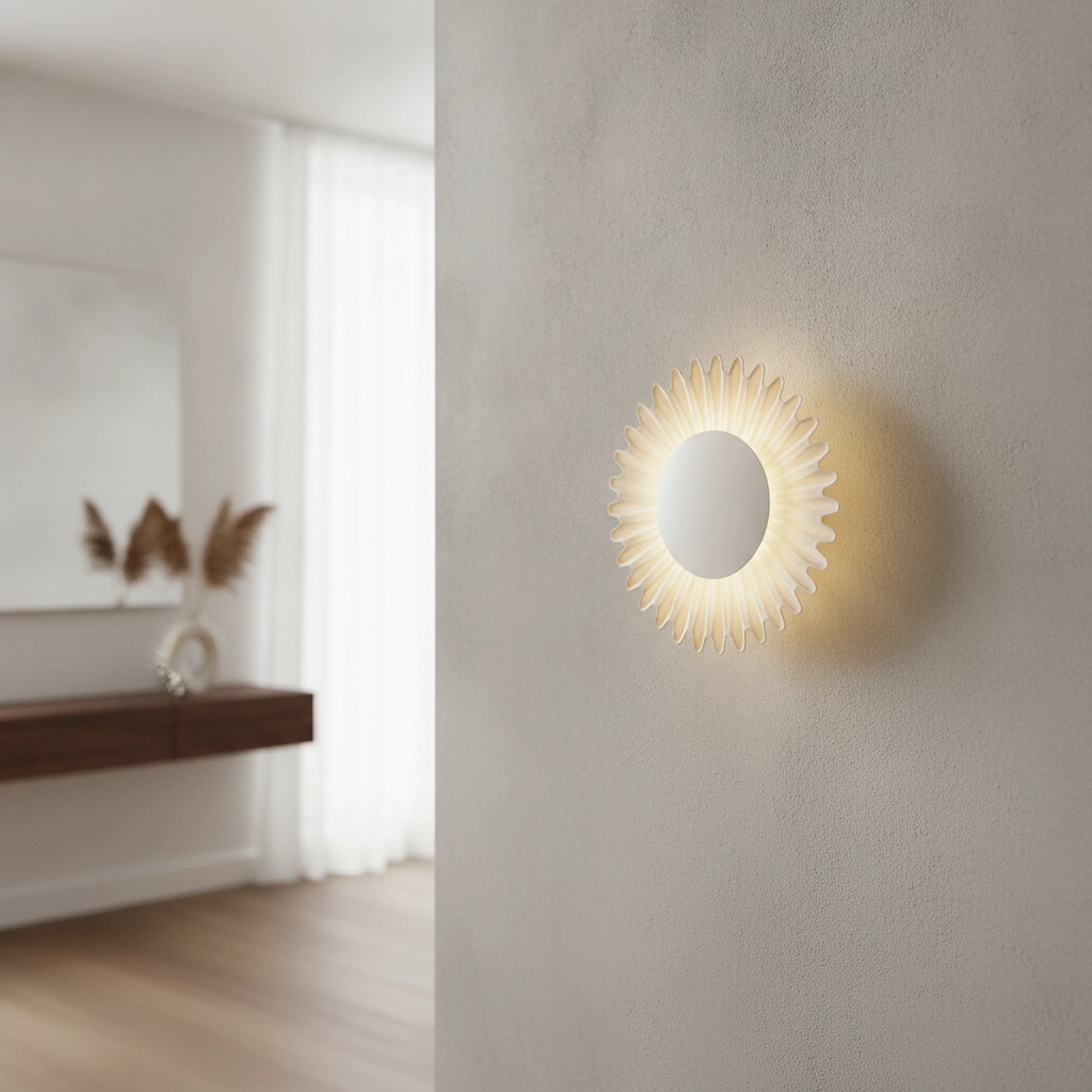 Wandlamp Petel crème met wit glas