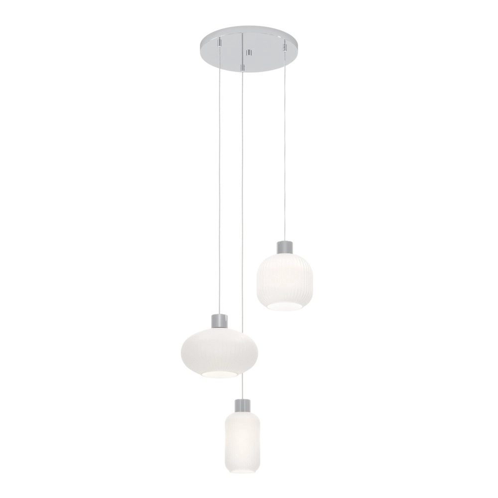 Design hanglamp Dasmina chroom met wit 3-lichts