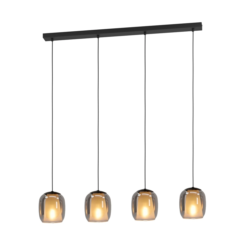 Eettafel hanglamp Ciampino 4L - smoke frosted glas