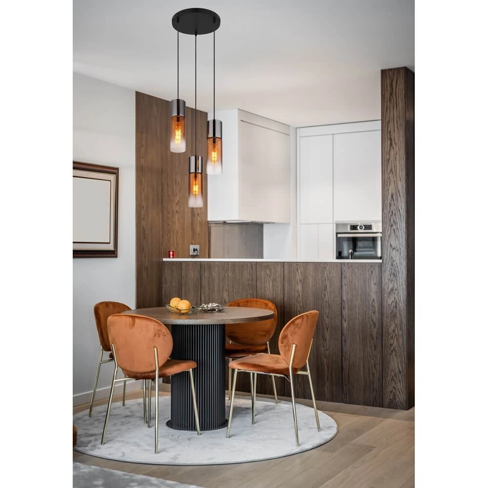 Strakke hanglamp Annika 3-lichts gunmetal rond Globo 9007371468157