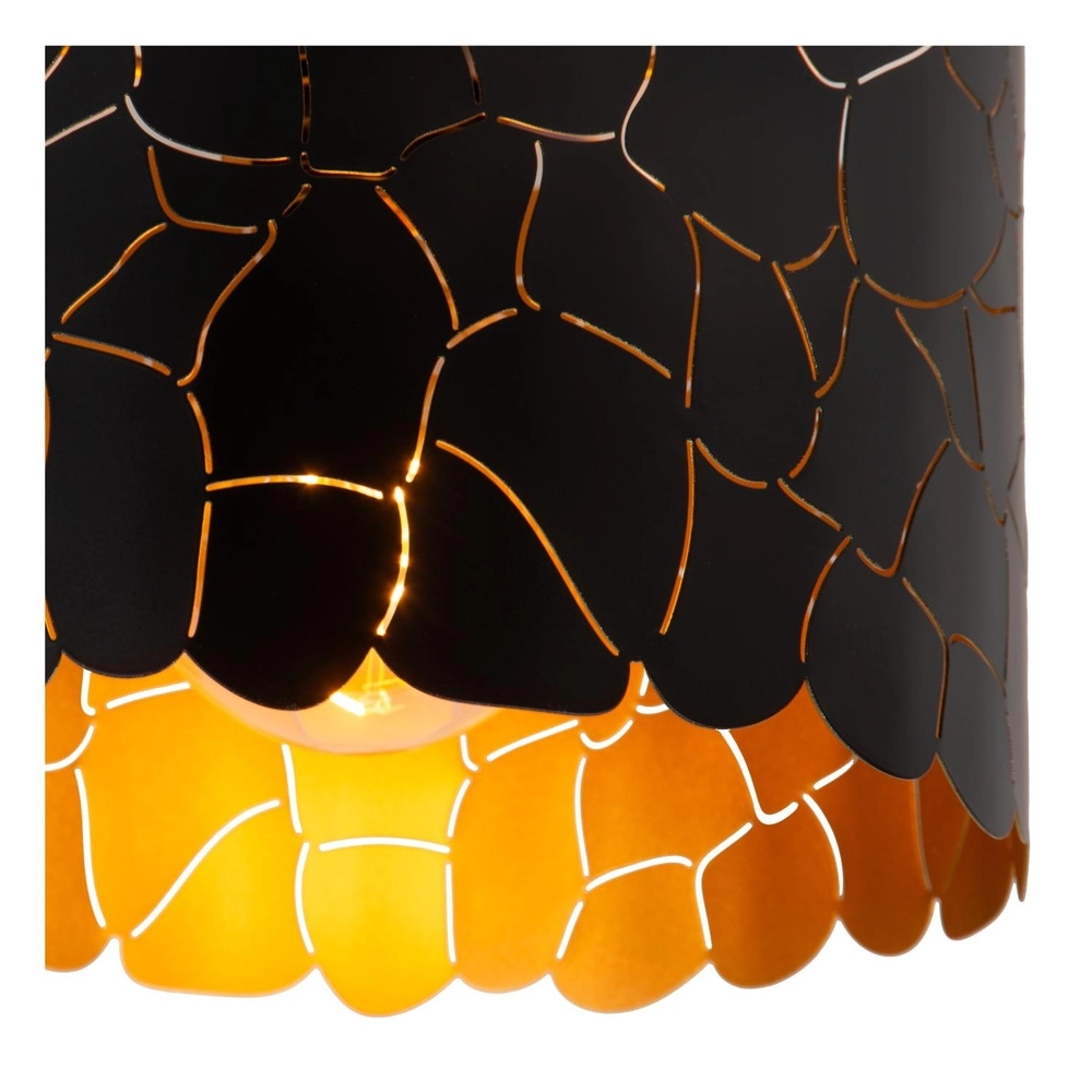 Plafondlamp Almelo zwart met gouden binnenkant Ø 25,5cm Lucide 5411212211859