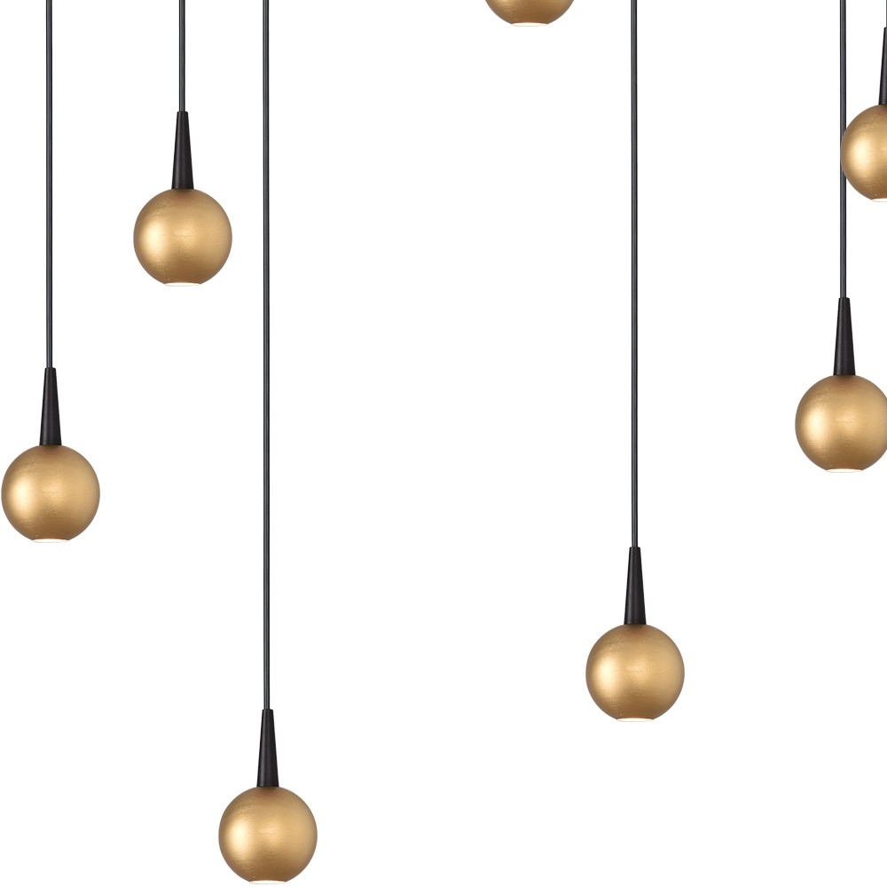 7-lichts hanglamp Talana zwart met goud Ø 50cm DTW Masterlight 8718121352190