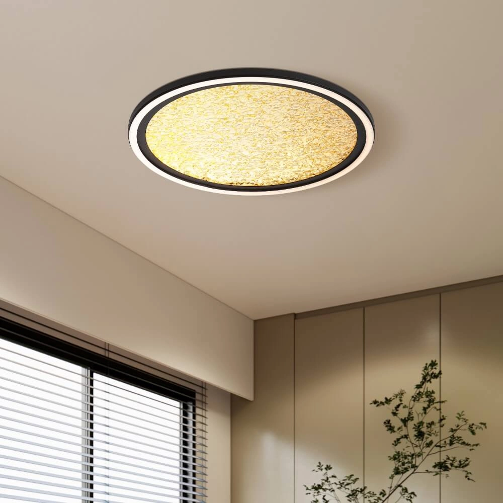 Design plafonnière Luna Ø 40cm zwart met goud Searchlight 5053423273815