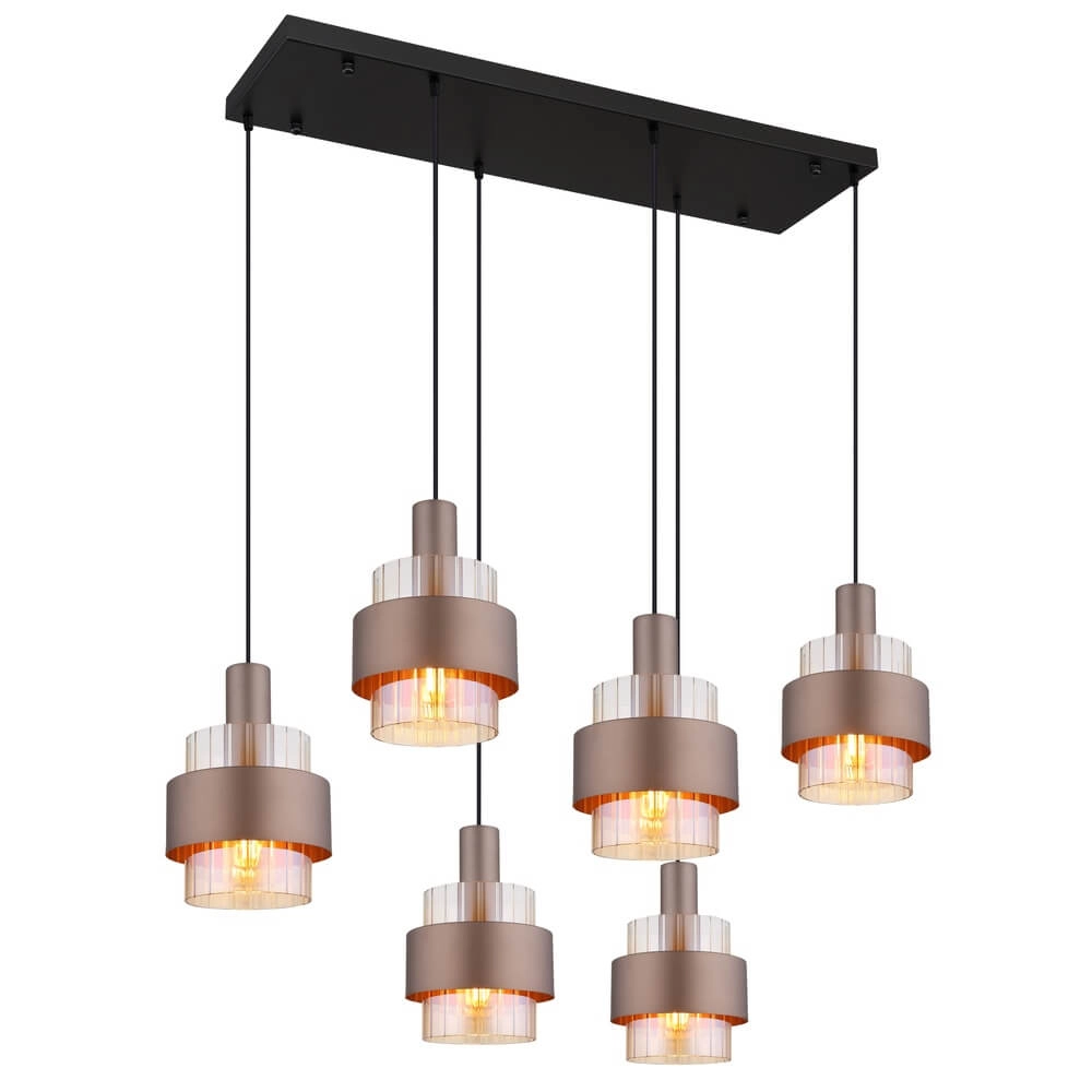Hanglamp Milley brons 6-lichts