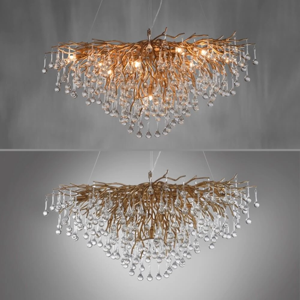 Unieke kroonluchter Icicle antiek messing Paul Neuhaus 4012248352120