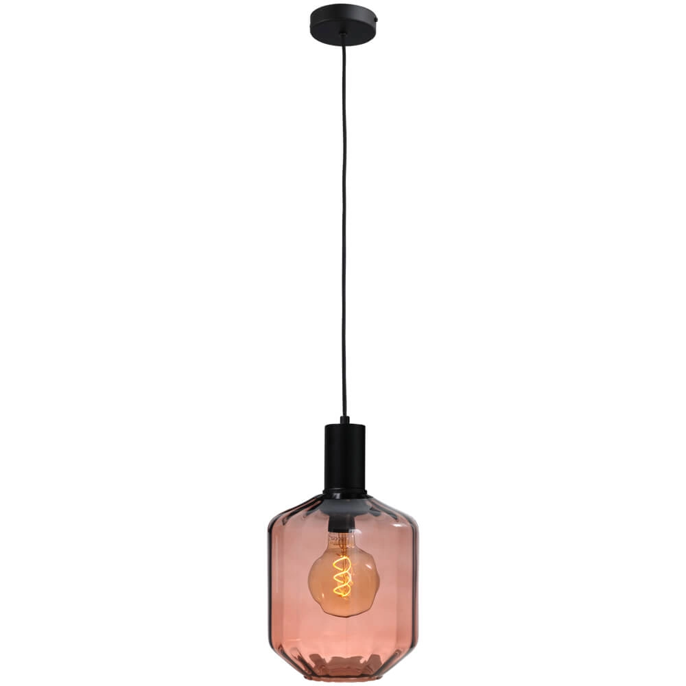 Hanglamp zwart Porto met Jagger red glas - Ø 19cm Masterlight 8718121269337