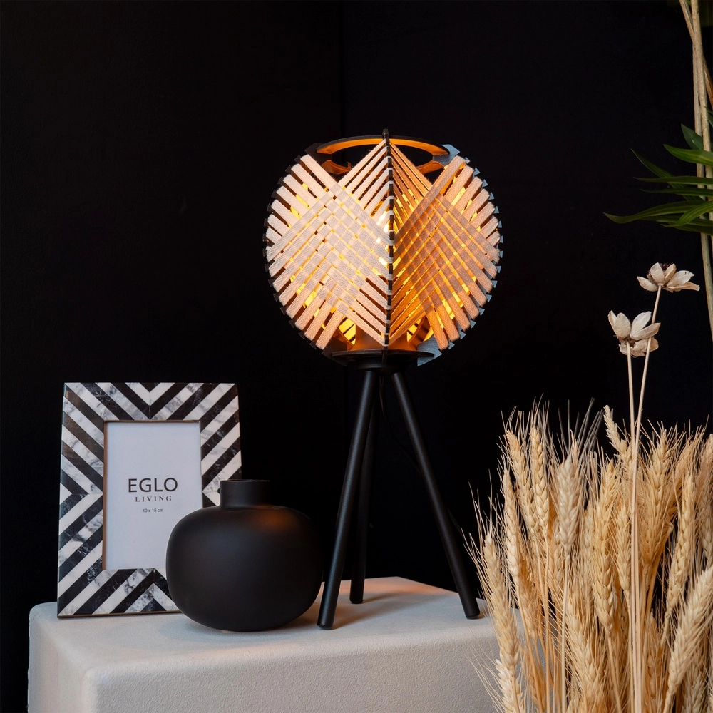 Tafellamp Waverton zwart met crème textiel Eglo 9002759440084