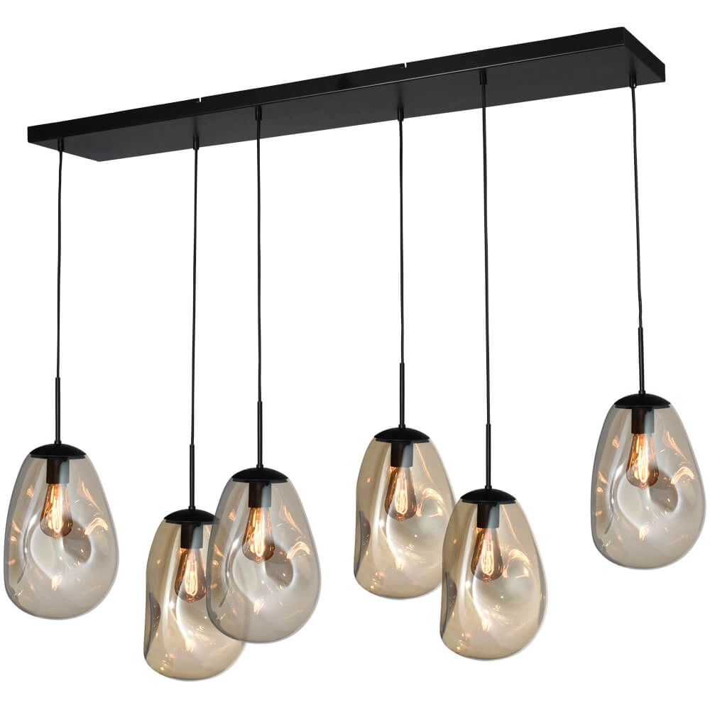 Hanglamp Lava 6x goud glas Ø 22,5cm Hanglamp Lava 6x goud glas Ø 22,5cm