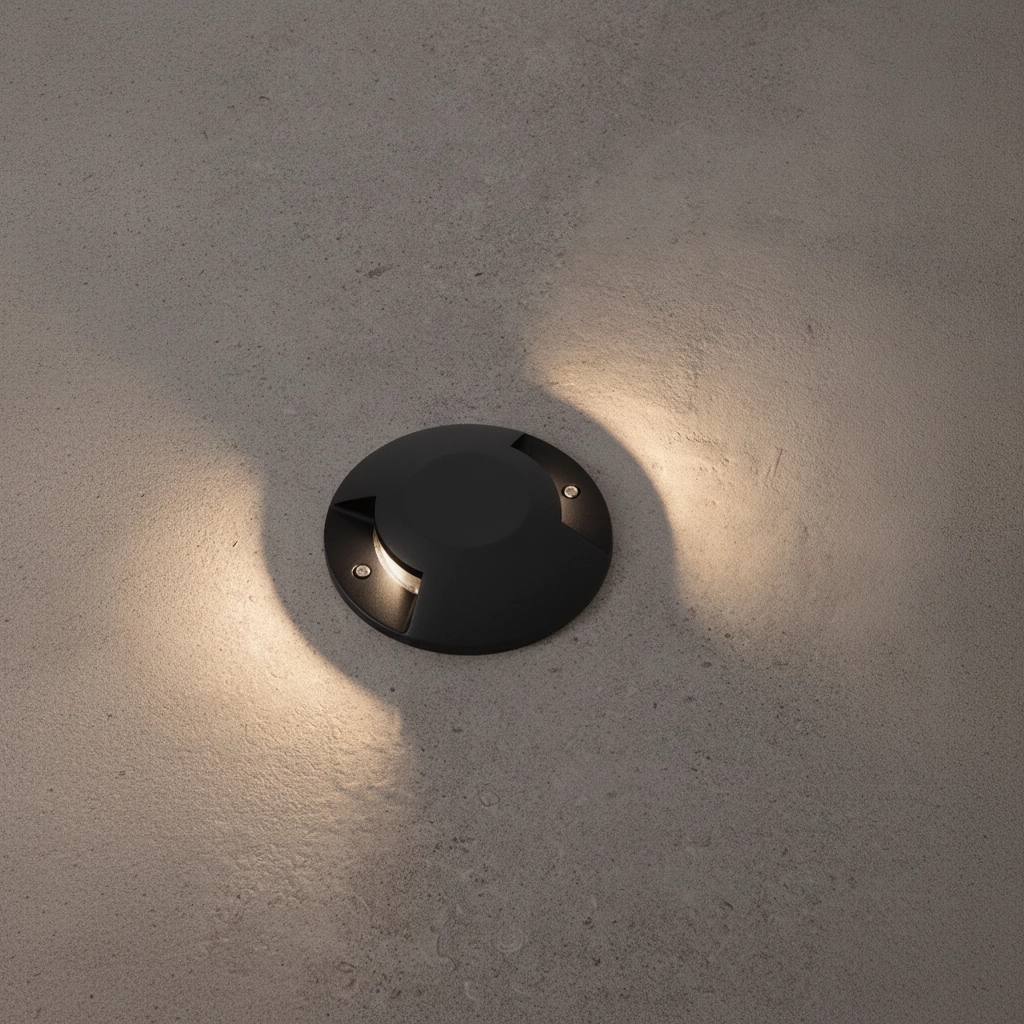 Platte opbouw grondspot Grado zwart - 12W