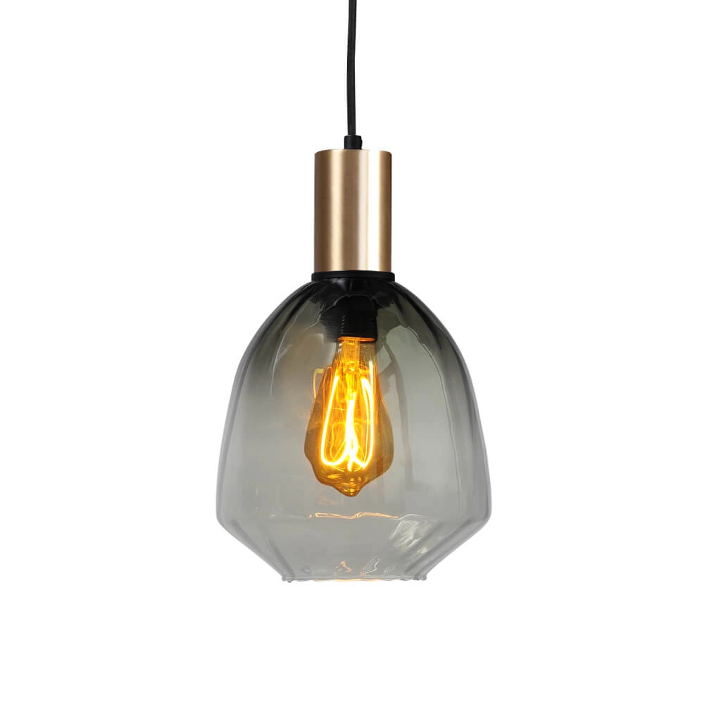 3-lichts hanglamp - goud - Porto met Nicolette green glazen Masterlight 8718121269702