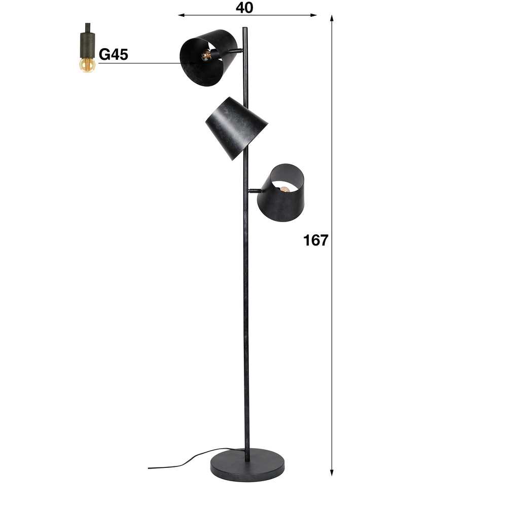 Rustieke vloerlamp Kinetic 167cm - charcoal Lyora 8716803513181