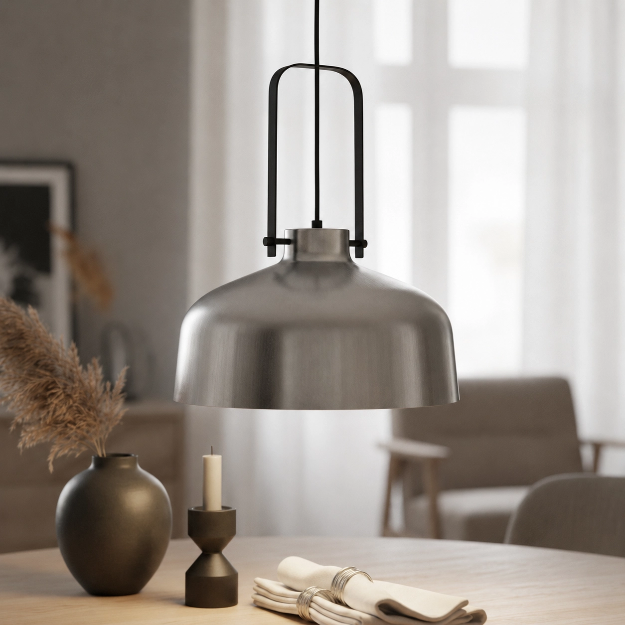 Ø 37,5cm hanglamp Mendoza RVS kleur