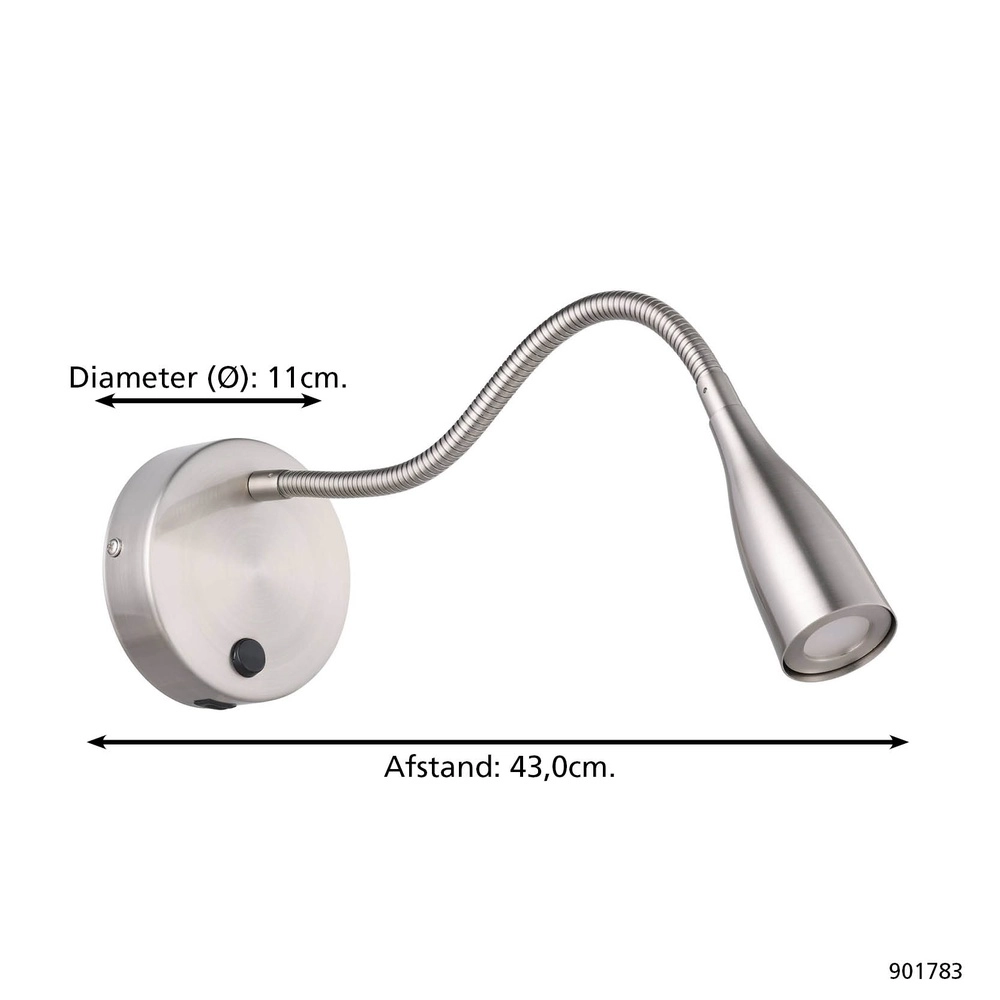 Bedlampje Olivandino 1 flexibel nikkel Eglo 9008606347803