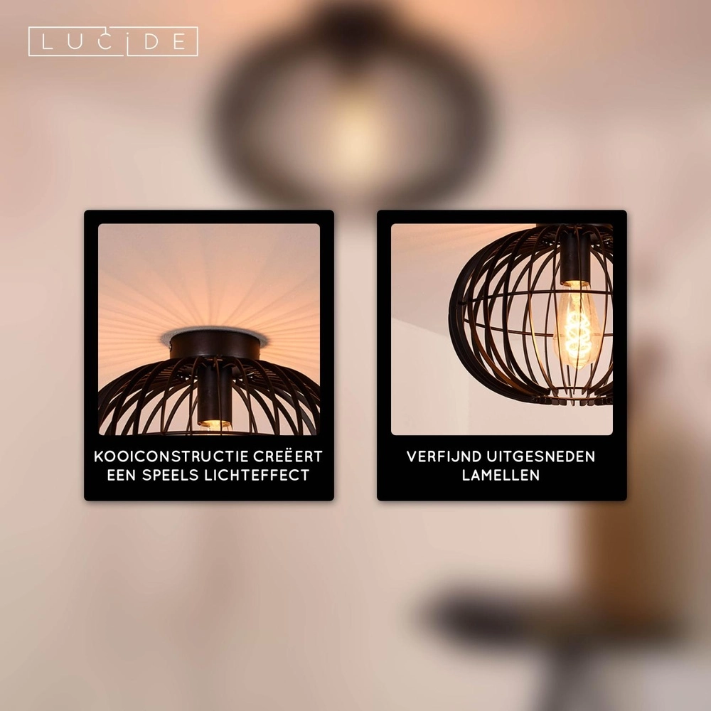 Plafondlamp Reda Ø 32cm zwart Lucide 5411212782526