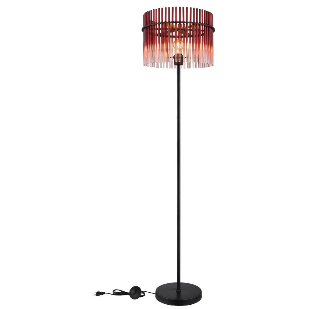Zwarte vloerlamp Gorley met rood glas Ø 38cm Globo 9007371474950