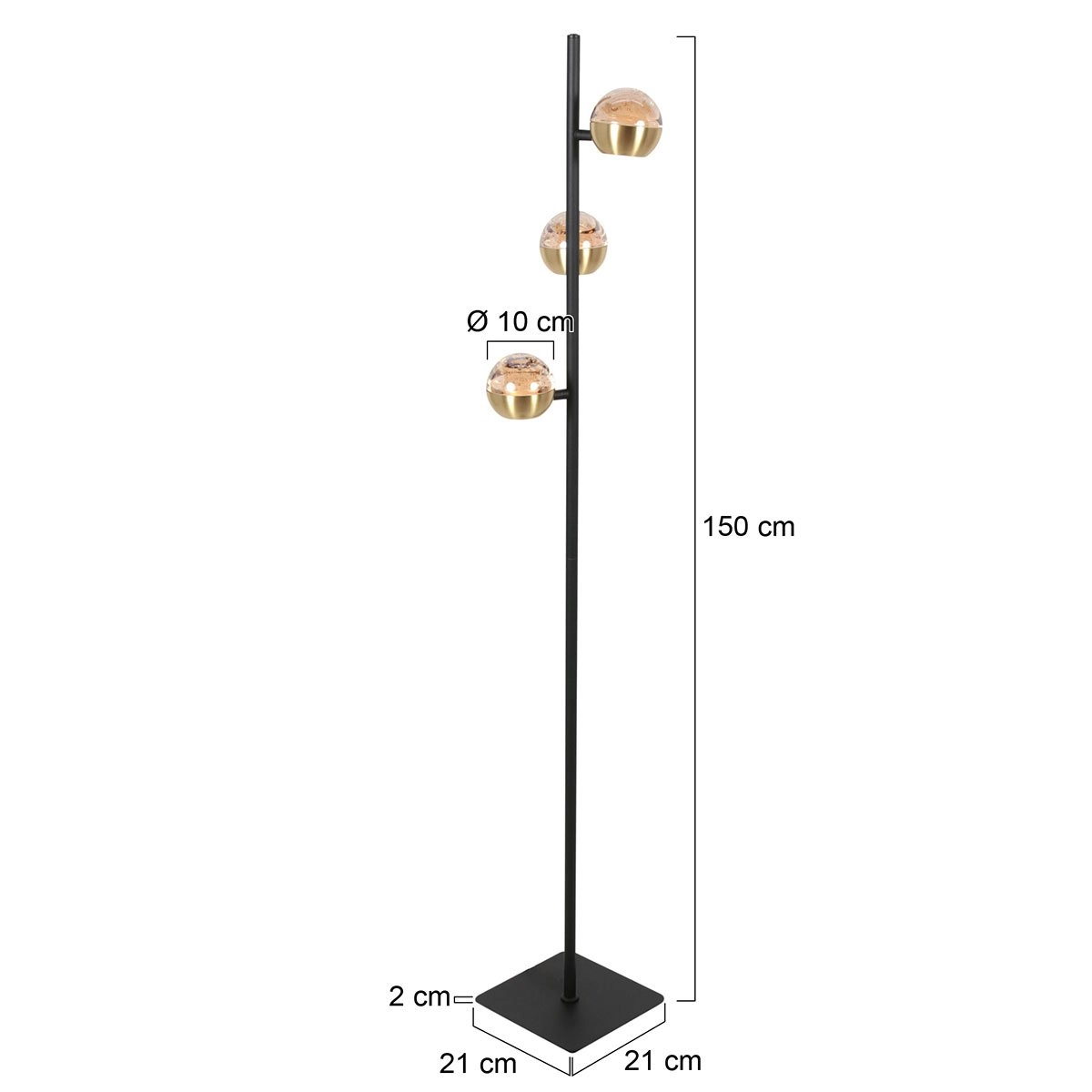 Led vloerlamp Belluno 3-lichts messing - glas Steinhauer 8712746183979