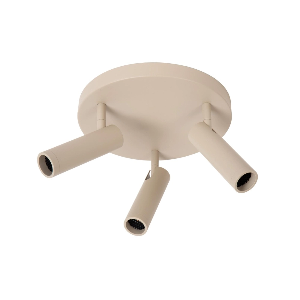 Strakke plafondlamp Grado 3-lichts zand bruin