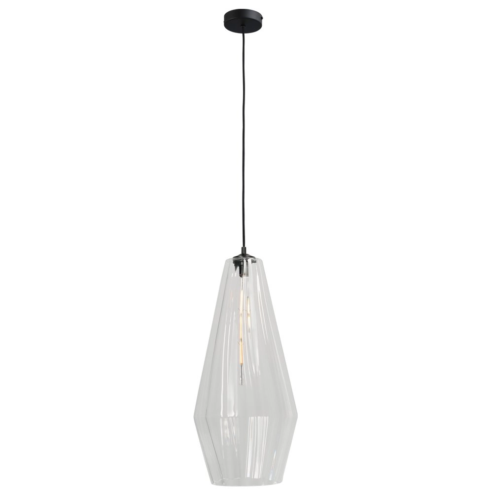 Zwarte hanglamp Diamond 27cm met helder glas Zwarte hanglamp Diamond 27cm met helder glas