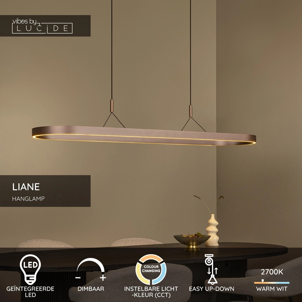 Ovale hanglamp Liane roestbruin Lucide Vibes 5411212461117