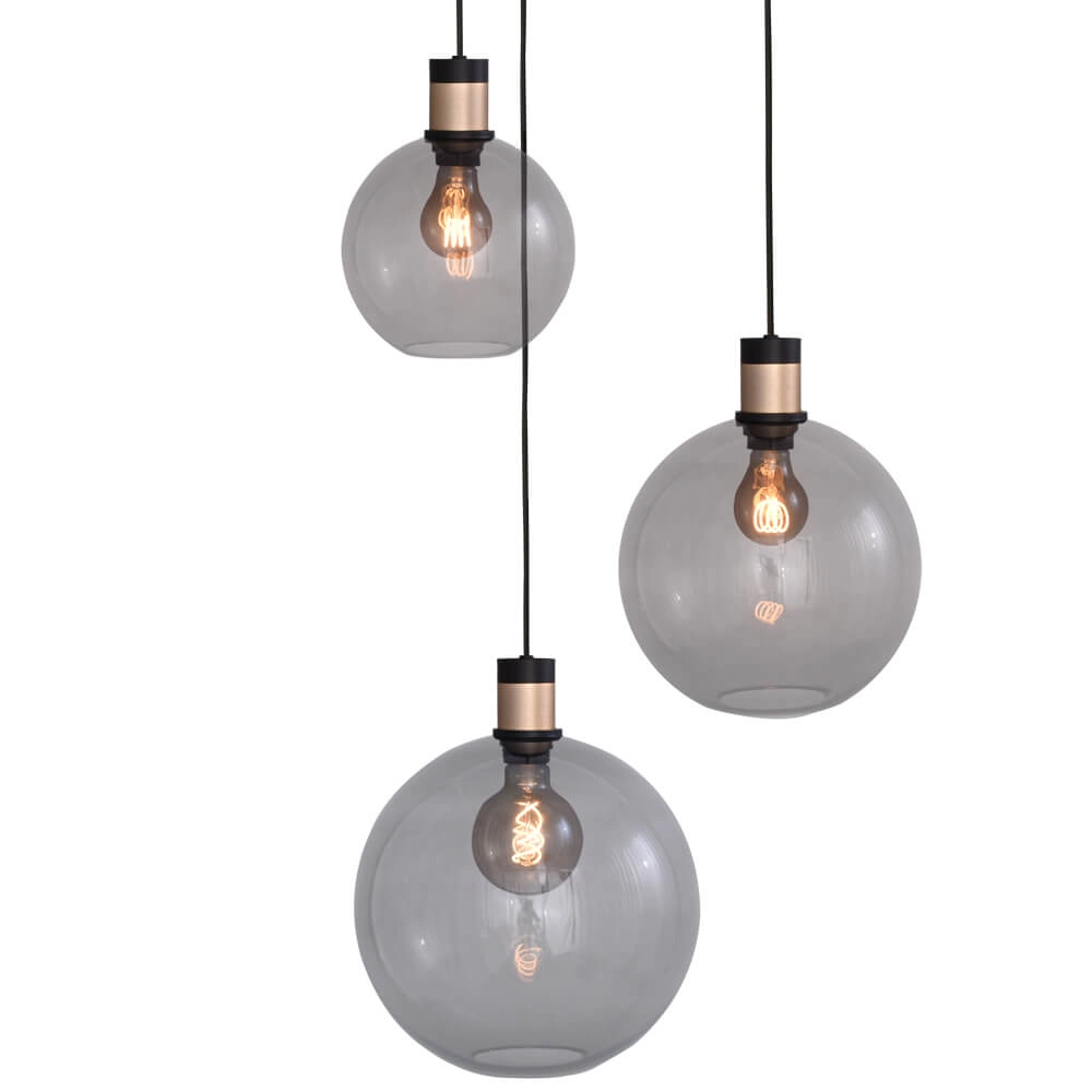 Vide hanglamp Lazise 2 3-lichts goud met zwart Masterlight 8718121303833