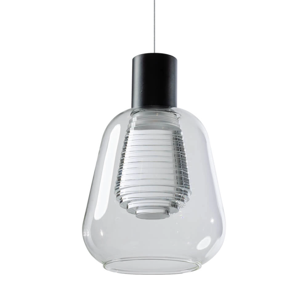 Glazen hanglamp Gary zwart met helder glas Glazen hanglamp Gary zwart met helder glas