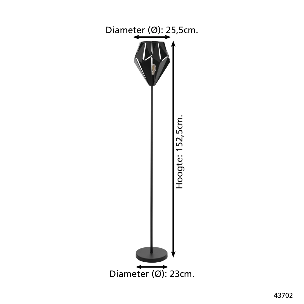 Zwarte vloerlamp Carlton 5 Ø 25,5cm Eglo 9002759437022