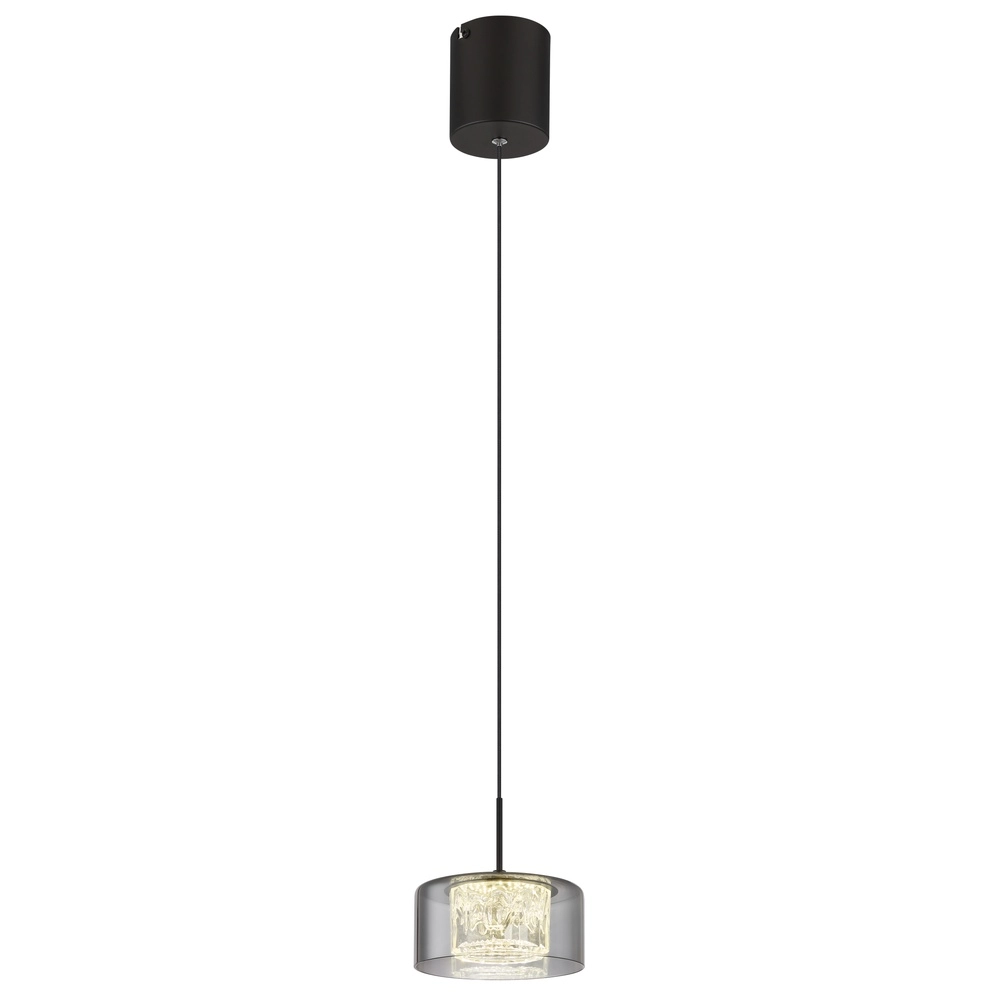 Design hanglamp Fogsy enkel zwart met smoke glas