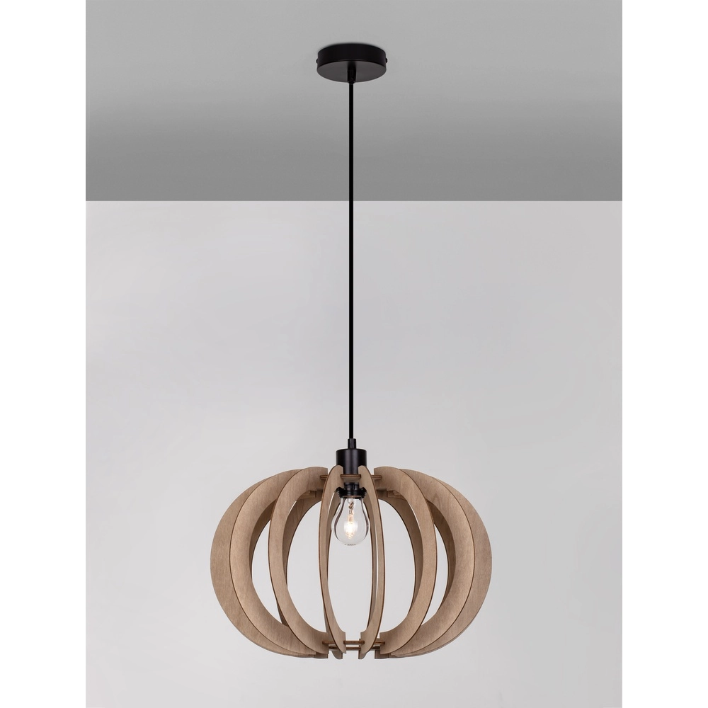 Houten hanglamp Ottoline donker Ø 40cm