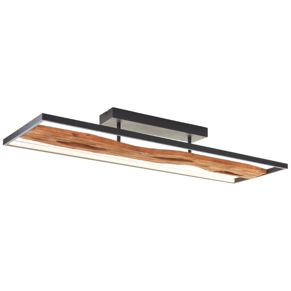 Plafondlamp zwart met hout Chaumont 100cm Brilliant 4004353435270