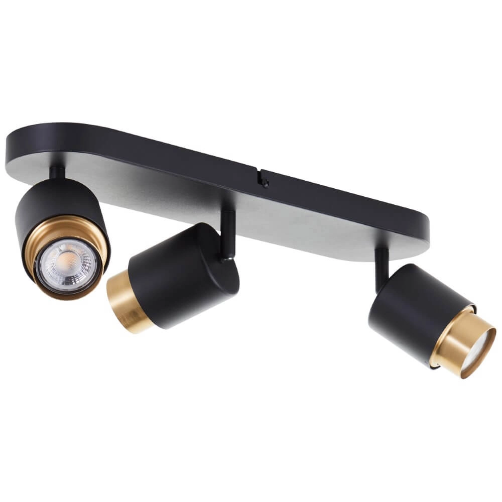 3-lichts opbouwspot Covelo zwart met goud Brilliant 4004353441363