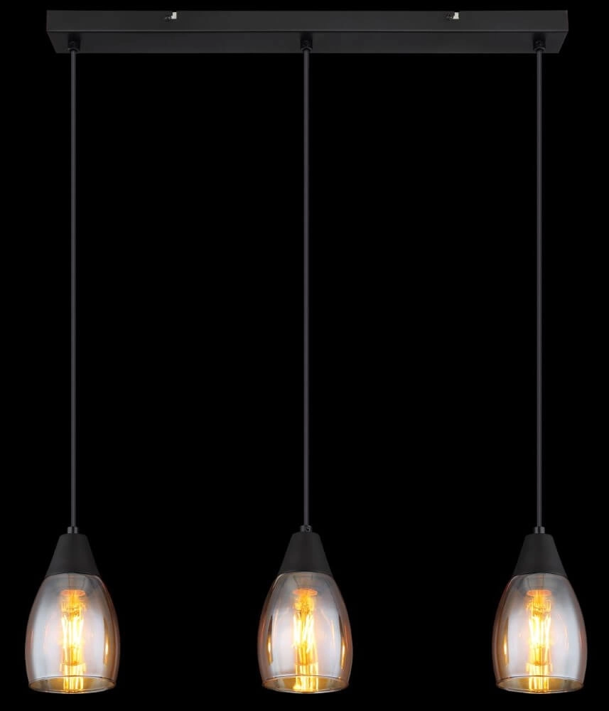 3-lichts hanglamp Reid amber glas Globo 9007371438730