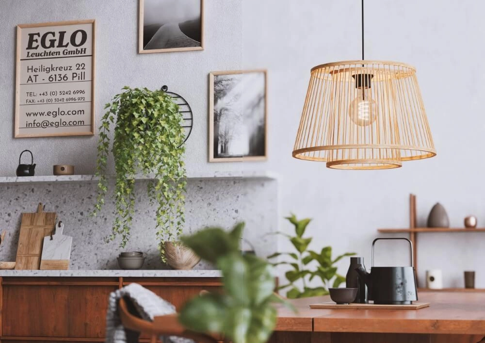 Houten hanglamp Hykeham Ø 38cm Eglo 9002759438524