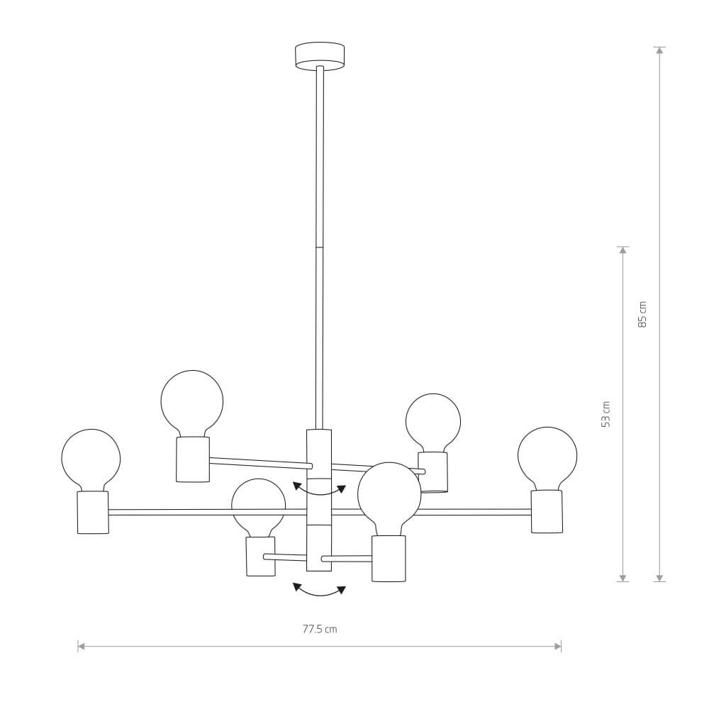 Zwarte hanglamp Radius 6-lichts Lyora 5903139793292