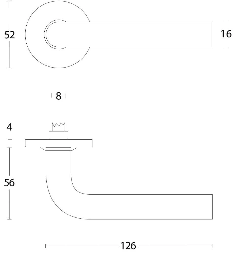 Strakke deurklink Recht RVS Intersteel 8714186060803