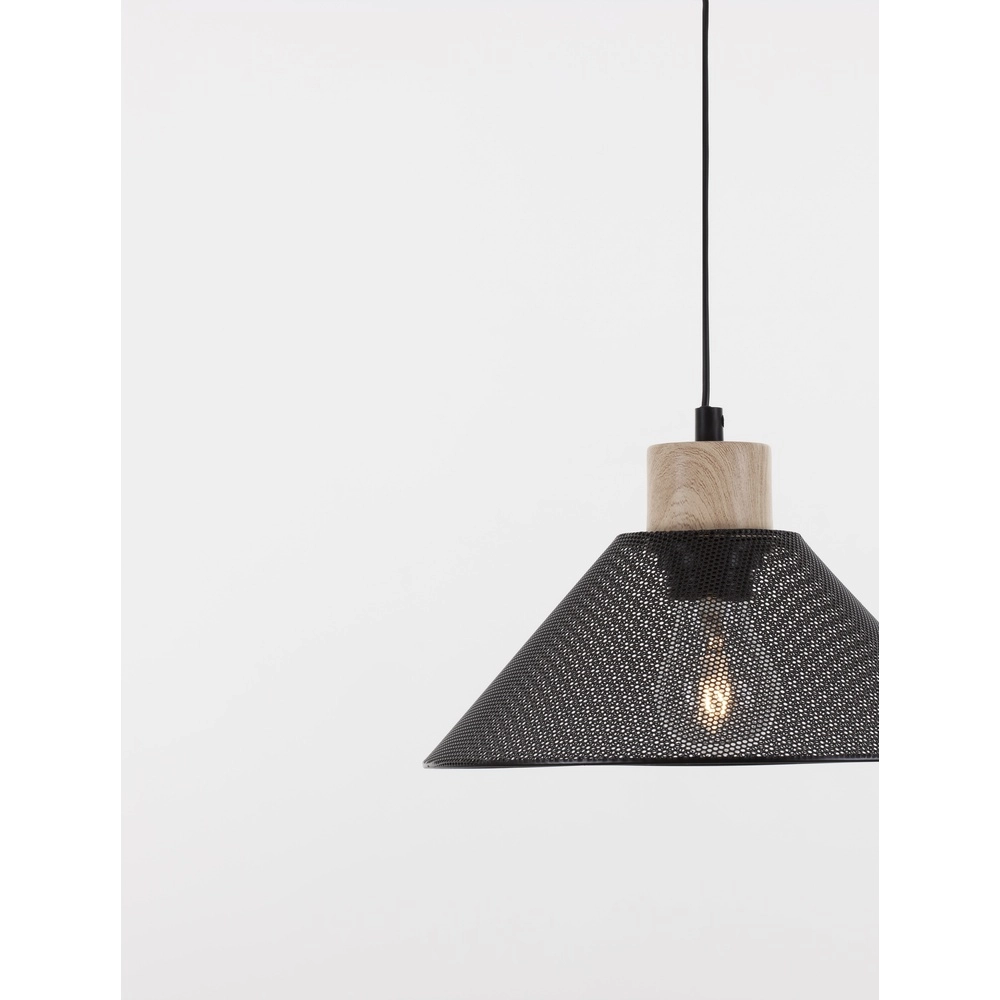 Design hanglamp Ian zwart met hout Lyora 5212017436245