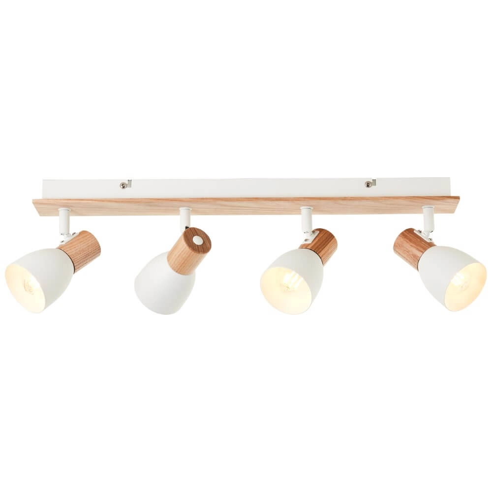 Plafondlamp Daintree 4-lichts wit met hout Brilliant 4004353413452