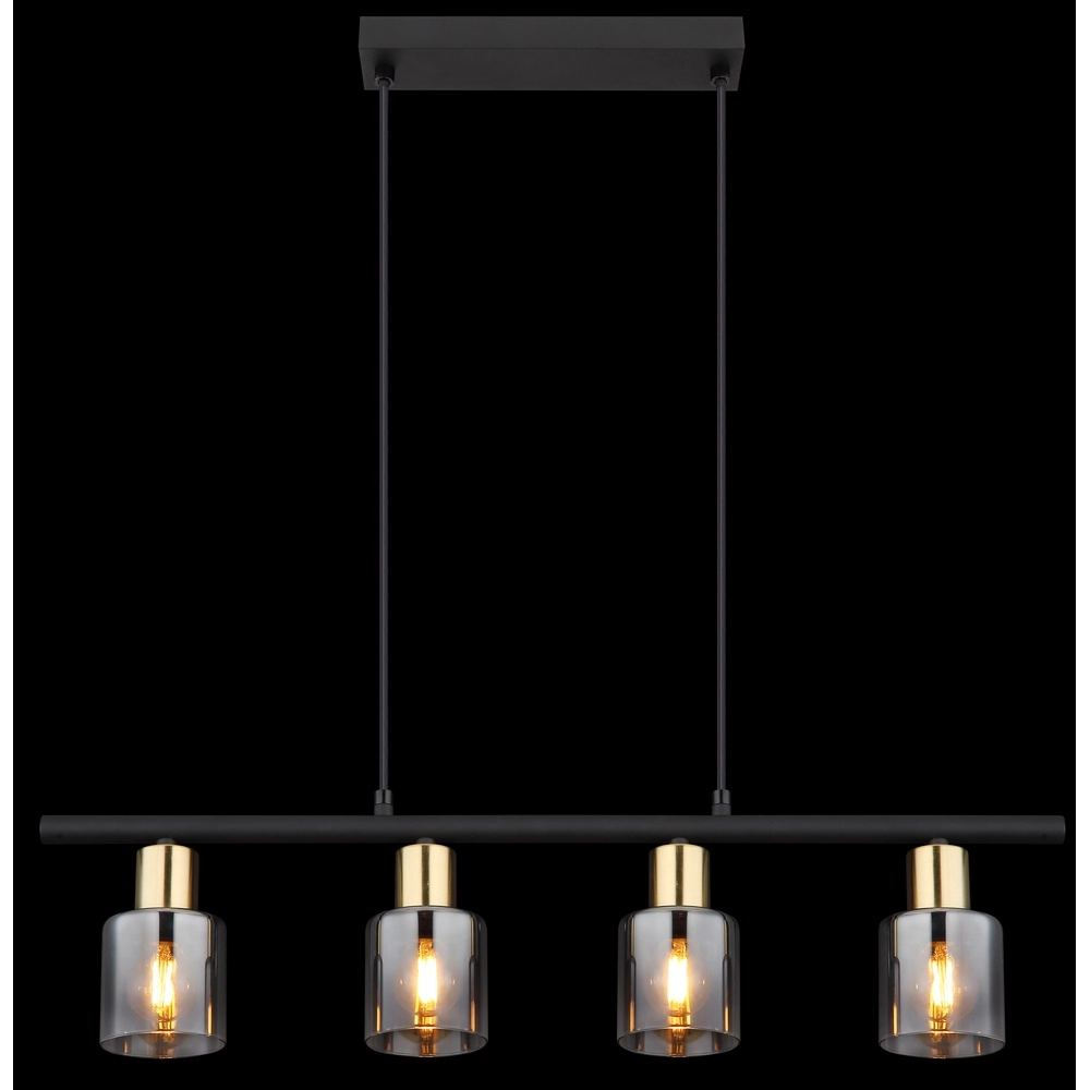 4-lichts hanglamp Hollsy zwart met smoke glas Globo 9007371454853