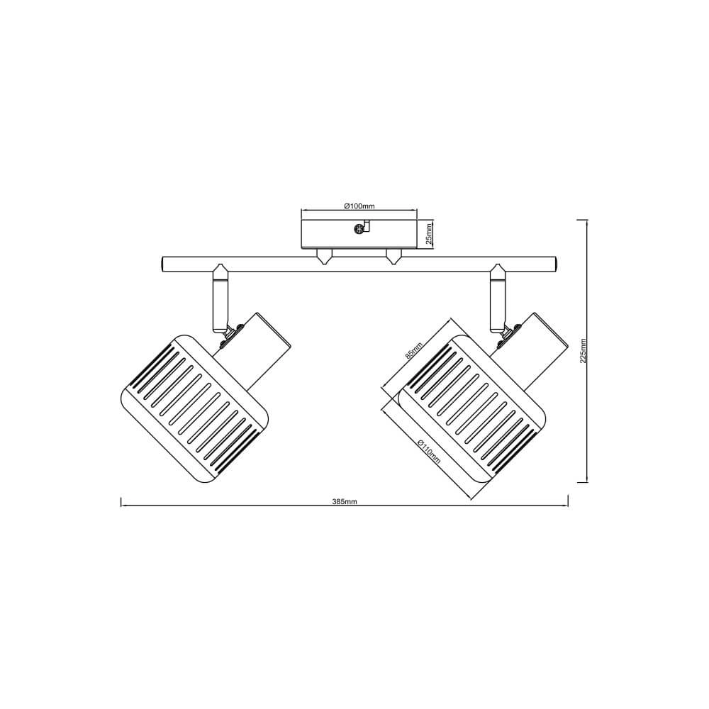 2-lichts plafondlamp Tyas zwart met goud Brilliant 4004353424328