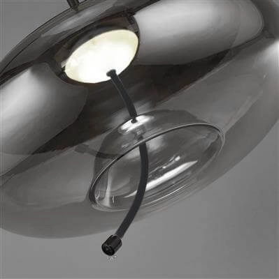 Hanglamp Glas Lisbon zwart met smoke rondglas Searchlight 5053423190334