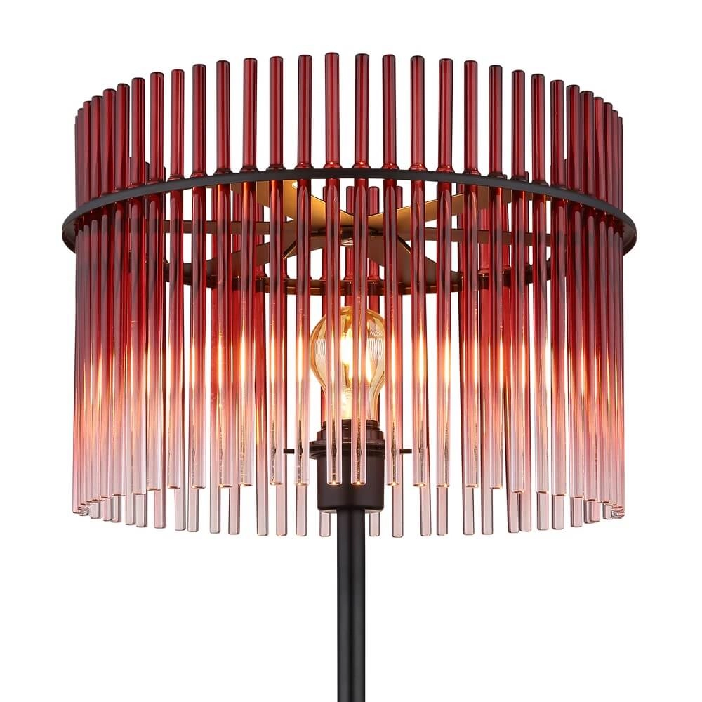 Zwarte vloerlamp Gorley met rood glas Ø 38cm Globo 9007371474950