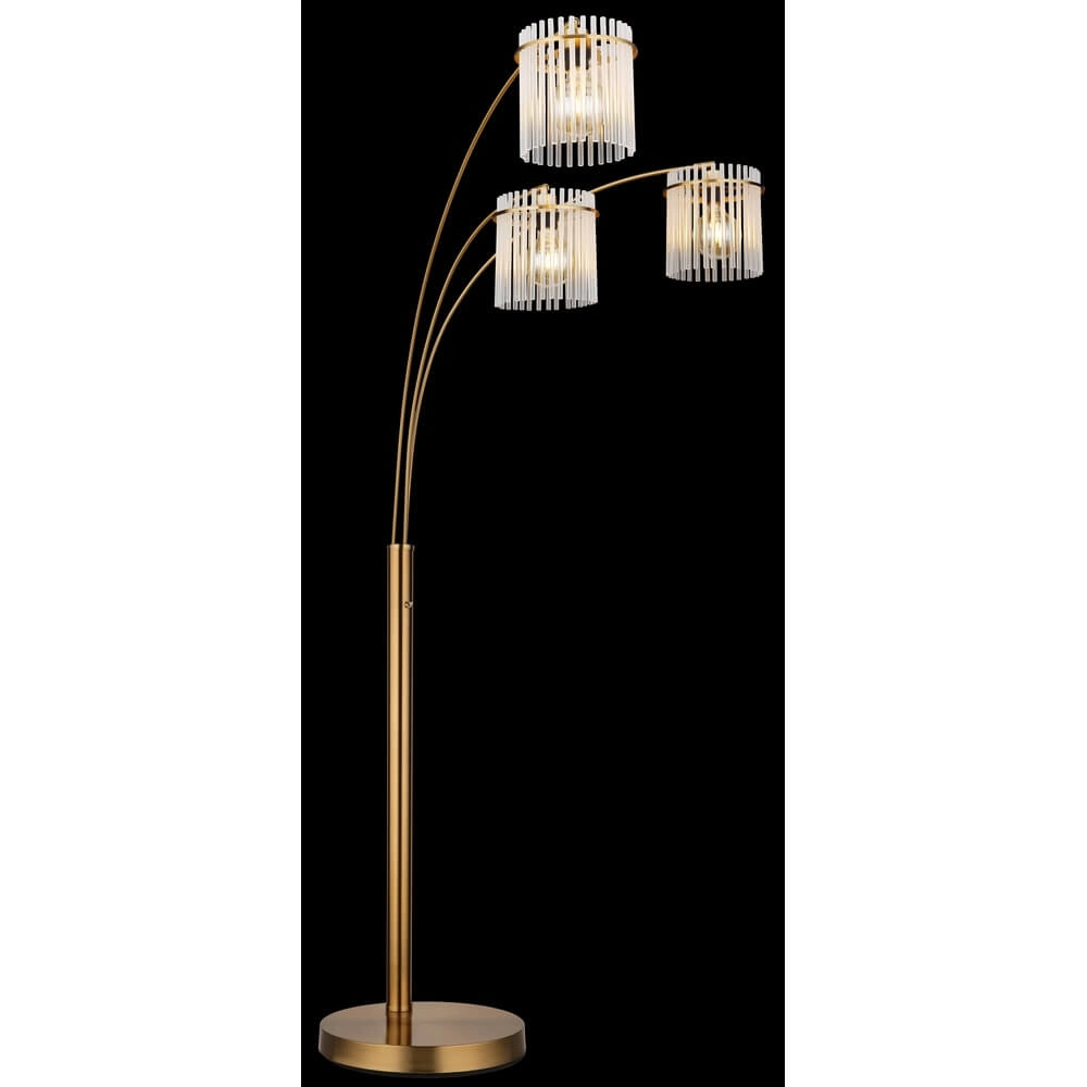 Gouden vloerlamp Gorley met glas 3-lichts Globo 9007371481019